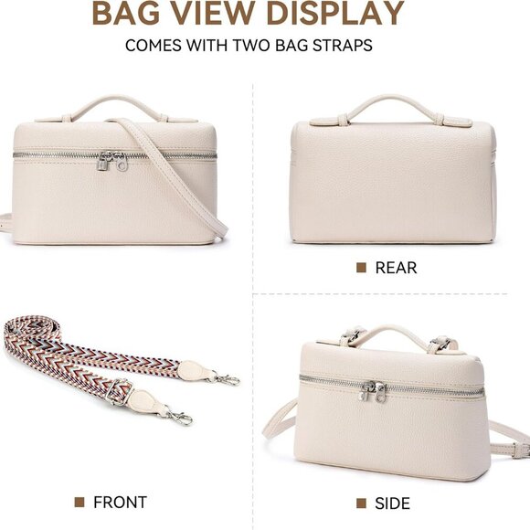 KALIDI Quiet Luxury Crossbody Bag in Apricot White - Chic & Spacious Style - Picture 3 of 6